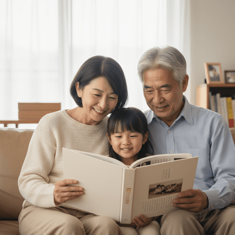 family reading together